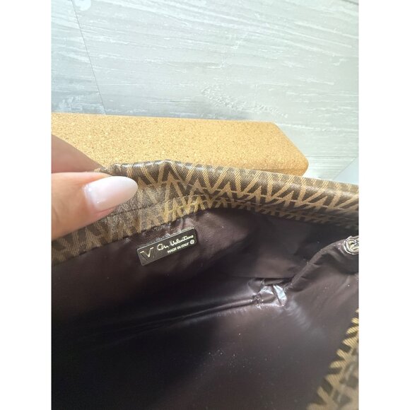 Authentic Valentino Brown Monogram Clutch Bag With V Logo‎ & Zip Closure - Picture 10 of 10